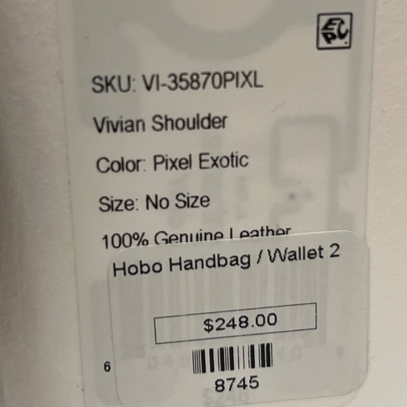 NWT, Hobo 100% Leather, Exotic Pattern, Bag. Black/Cream/Deep Navy. - Picture 8 of 16